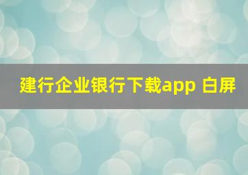 建行企业银行下载app 白屏